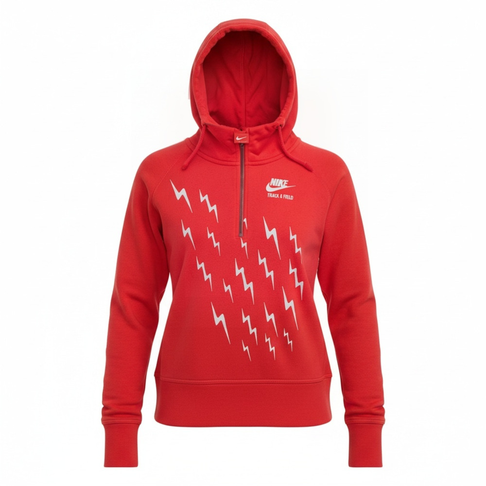 Nike Track & Field Lightning Bolt Reflective Half Zip Hoodie Red Size Large